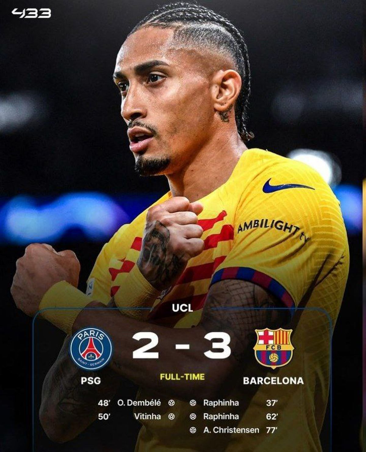 فتح پاریس با تعویض های طلایی ژاوی؛ رافینیا یاد نیمار را برای دو تیم زنده کرد