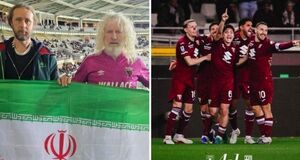 اهتزار پرچم ایران در ورزشگاه میلان علیه آمریکا و اسرائیل