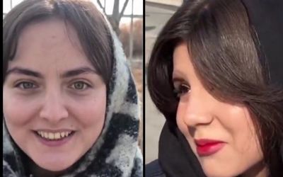 ببینید/ کل کل جالب دختران هوادار استقلال و پرسپولیس پیش از آغاز دربی در اراک