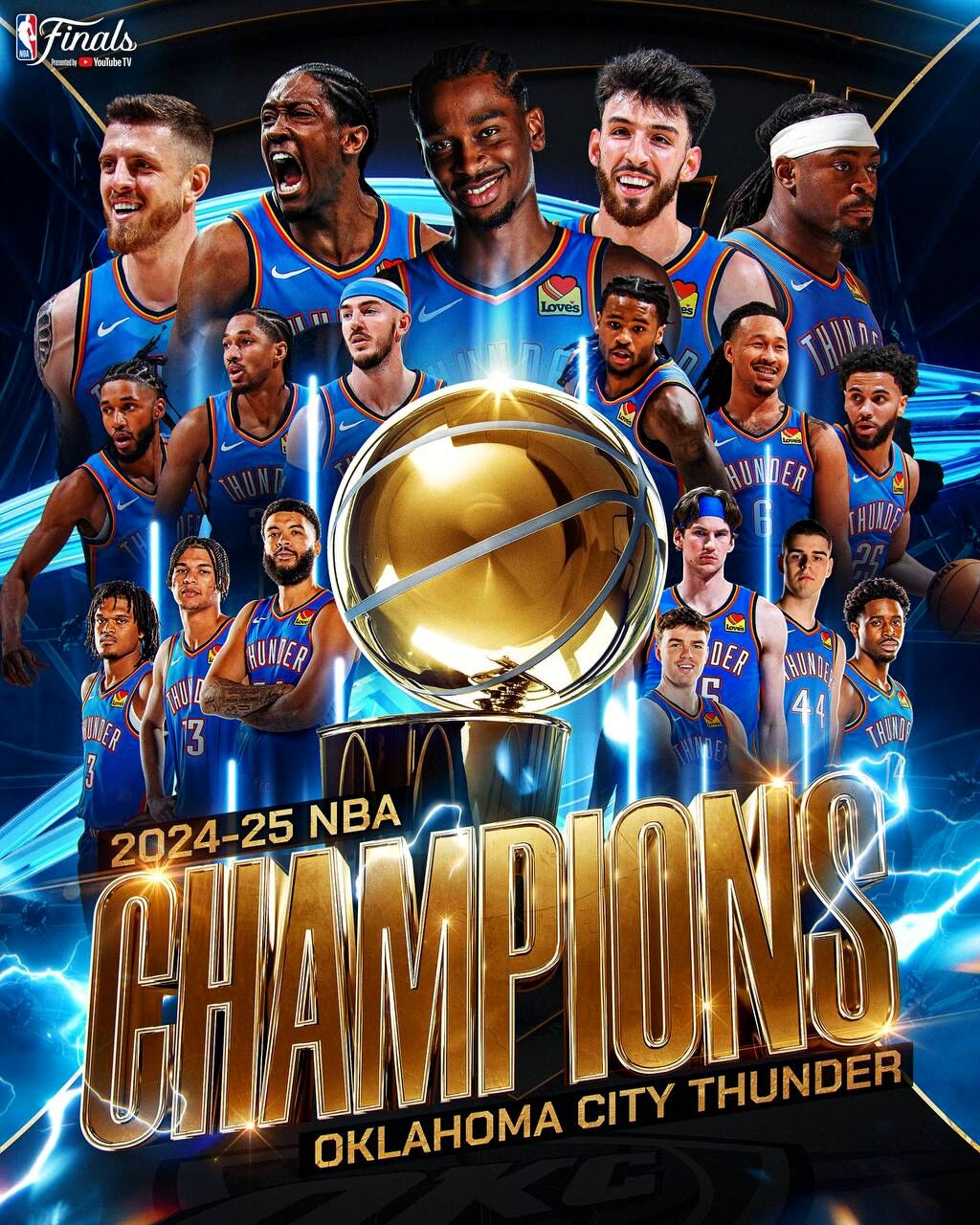 قهرمانی تاریخی ثبت شد؛ اوکلاهاما سیتی تاندر قهرمان بسکتبال NBA شد