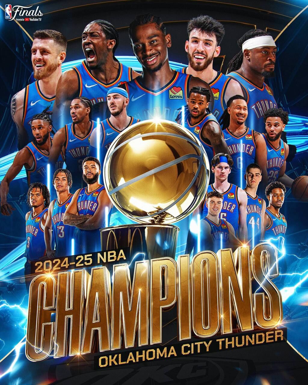 قهرمانی تاریخی ثبت شد؛ اوکلاهاما سیتی تاندر قهرمان بسکتبال NBA شد